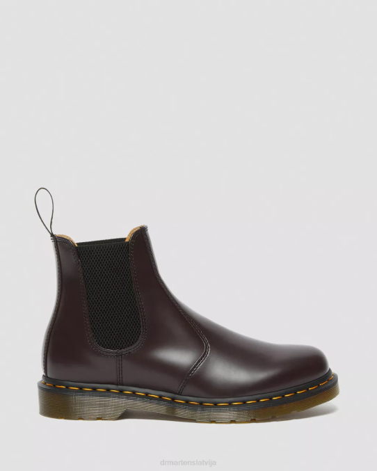 Dr. Martens apavi vīriešiem bordo gluda 2976 dzeltenā dūriena gludas ādas Chelsea zābaki LHJP104