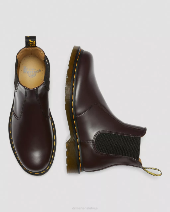 Dr. Martens apavi vīriešiem bordo gluda 2976 dzeltenā dūriena gludas ādas Chelsea zābaki LHJP104