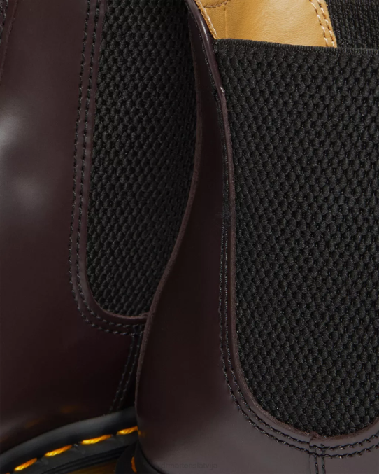 Dr. Martens apavi vīriešiem bordo gluda 2976 dzeltenā dūriena gludas ādas Chelsea zābaki LHJP104