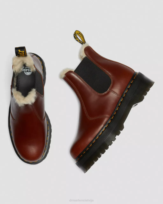 Dr. Martens apavi vīriešiem brūns abruzzo wp 2976 mākslīgās kažokādas oderi platformas zābaki LHJP155