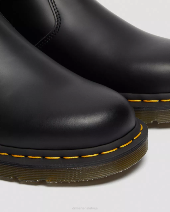 Dr. Martens apavi vīriešiem melna gluda 2976 dzeltenā dūriena gludas ādas Chelsea zābaki LHJP38