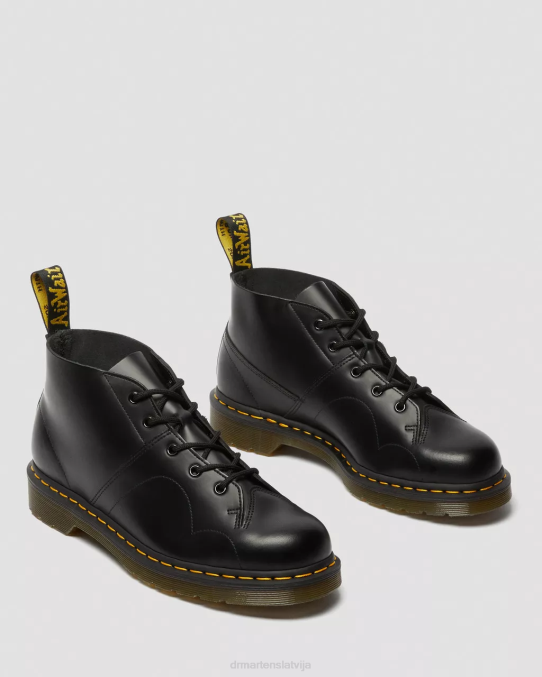 Dr. Martens apavi vīriešiem melna gluda baznīcas gludas ādas pērtiķu zābaki LHJP177