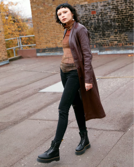 Dr. Martens apavi vīriešiem melnā pisa jadon boot pisa ādas platformas LHJP13